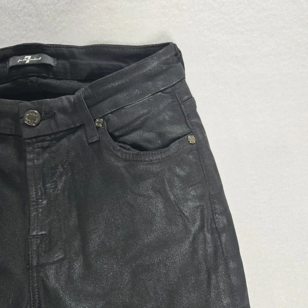 7 For‎ All Mankind Faux Pants Black Size 27 Womens Skinny Ankle Stretch Mid Rise